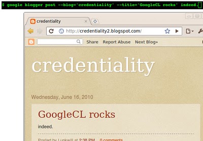 google command line tool screenshot