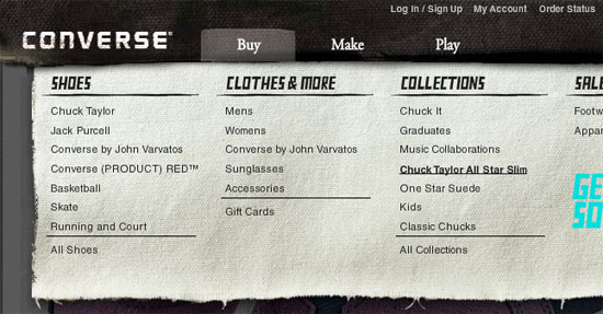 menu dropdown