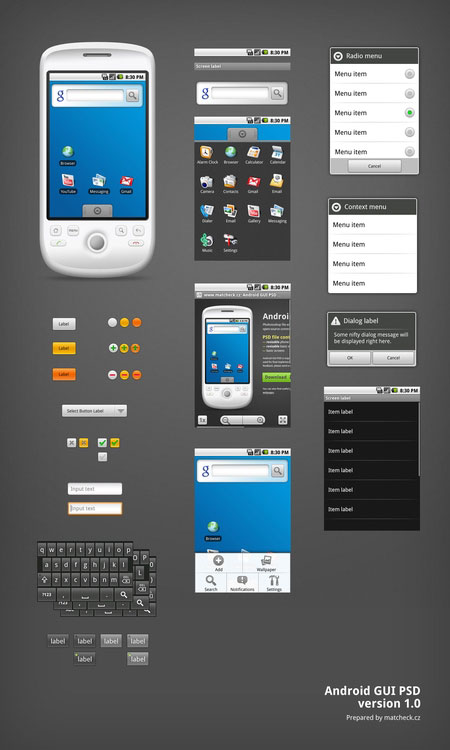 android gui psd vector kit