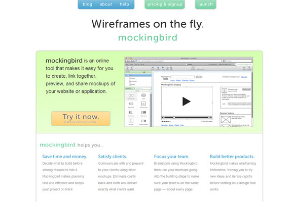 mocking bird wireframes on the fly